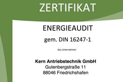 Energieaudit Zertifikat Kern Antriebstechnik