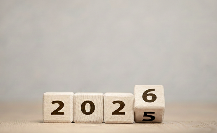 2026 Die Jahreszahl 2026 in Holzwürfeln dargestellt